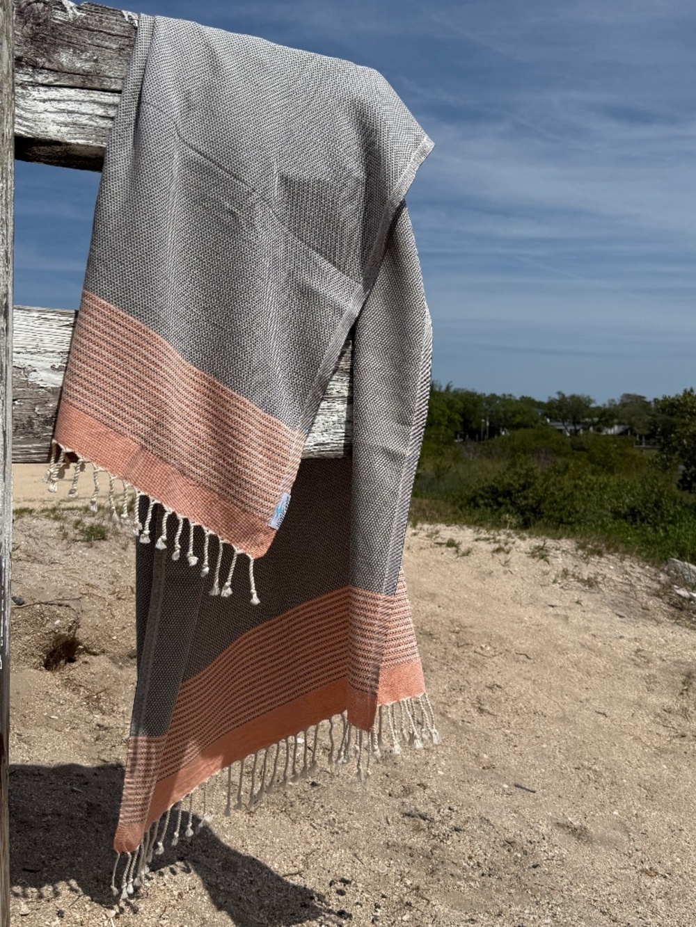 Angler Rag Orange — Salt Rag™ Sand-Resistant Turkish Beach Towel - Picture 1 of 7